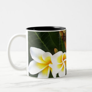 Frangipani Blossom Cluster Artistic Style Two-Tone Coffee Mug