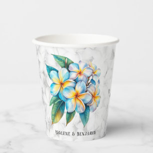 Frangipani Floral Hawaiian Wedding Custom Paper Cups