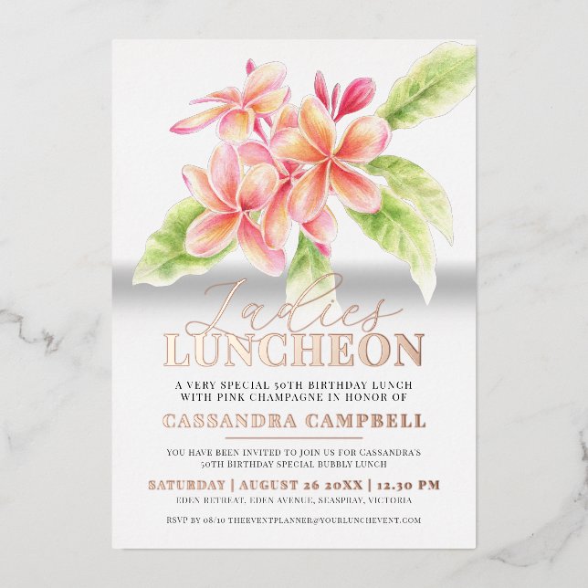 Frangipani floral ladies luncheon birthday (Front)