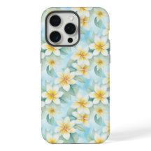 Frangipani Floral White Yellow Blue Patterned