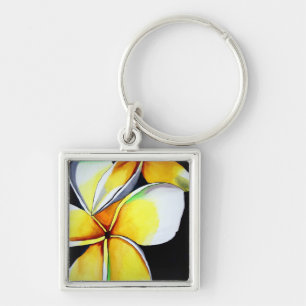 Frangipani flower art key chain