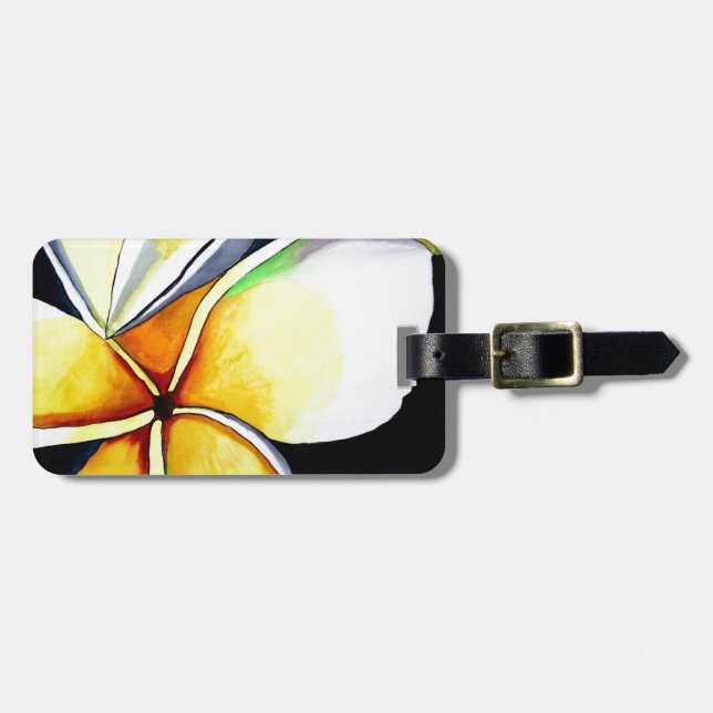Frangipani flower art luggage tag (Front Horizontal)