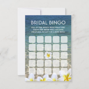 Frangipani Flower Beach Wedding Bridal Bingo Cards