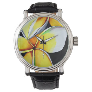 Frangipani flower watch by Sacha Grossel Art