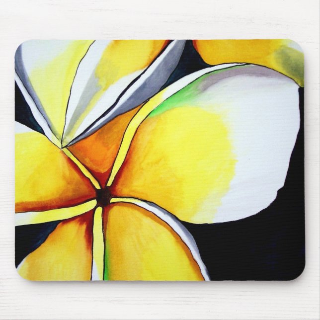 Frangipani flower watercolor original art painting mouse mat (Front)