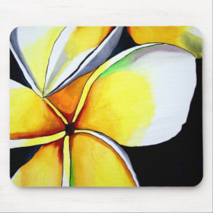 Frangipani flower watercolor original art painting mouse mat