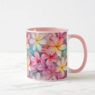 Frangipani Flowers Colourful Tropical Patterned Mug