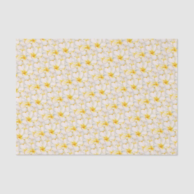 Frangipani flowers floral watercolor pattern tissue paper (Front)