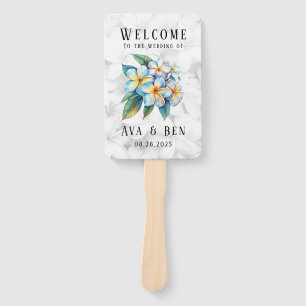 Frangipani Hawaiian Floral Wedding Thank You Hand Fan