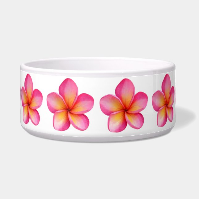 Frangipani Large Ceramic Pet Bowl (Front)