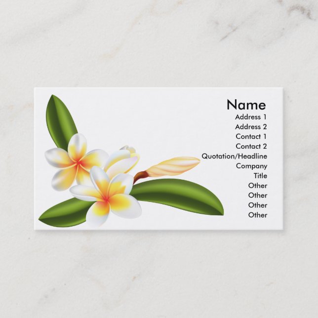 frangipani or plumeria flower business card (Front)