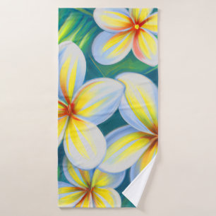 Frangipani painting Tropical bath towel set