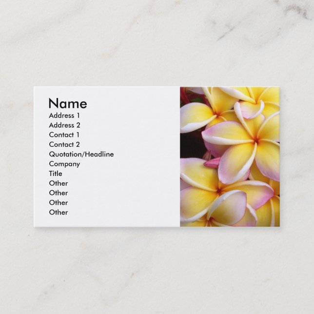 Frangipani - Plumeria Business Card (Front)