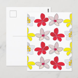 Frangipani Plumeria Colourful Flower Floral Postcard