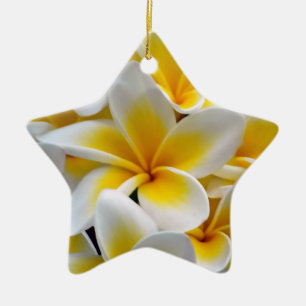 Frangipani Plumeria Flower Photo Ceramic Tree Decoration