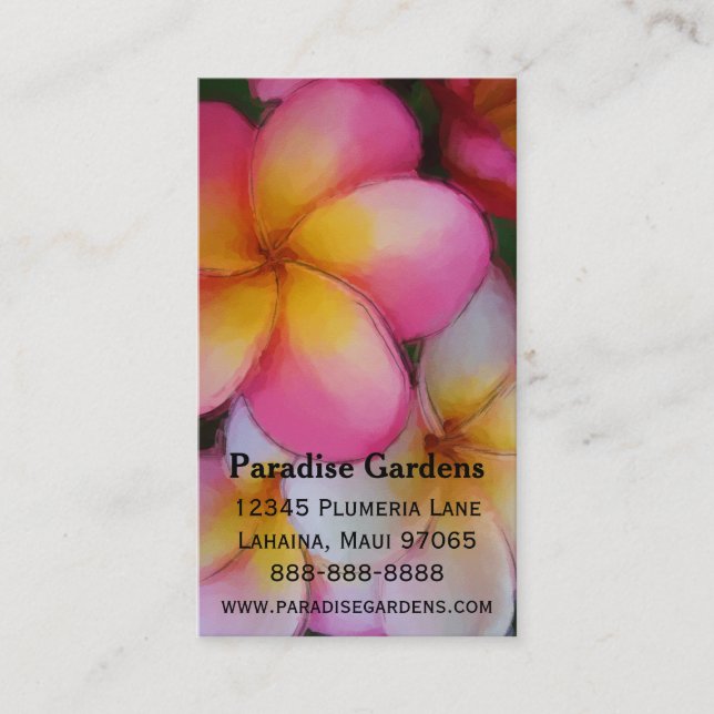 Frangipani Plumeria Flowers Business Card (Front)