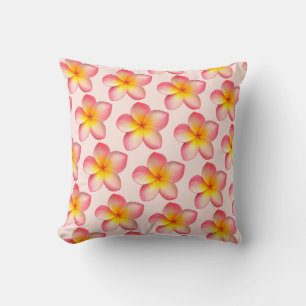 Frangipani Plumeria Flowers Throw Pillow