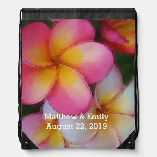 Frangipani Plumeria Flowers Wedding Favour Drawstring Bag