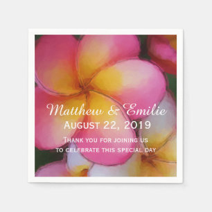 Frangipani Plumeria Flowers Wedding Napkin