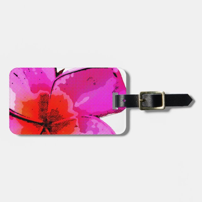 Frangipani Pop Art Luggage Tag (Front Horizontal)