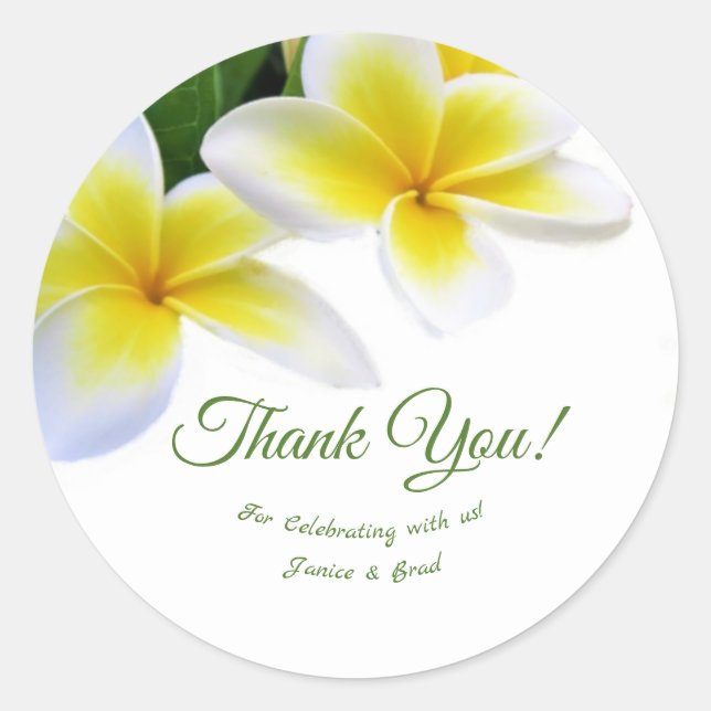 Frangipani  Thank You Wedding Sticker (Front)