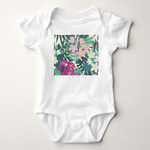 Frangipani Tropical: Pink-White Vintage. Baby Bodysuit