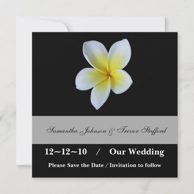 Frangipani Wedding Save the Date announcements (Front)