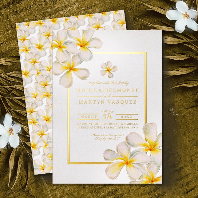 Frangipani white gold tropical flower art wedding  (Creator Uploaded)