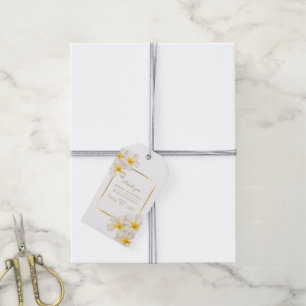 Frangipani white gold tropical flower art wedding gift tags