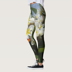 Frangipanis With Butterfly, Full Print Leggings