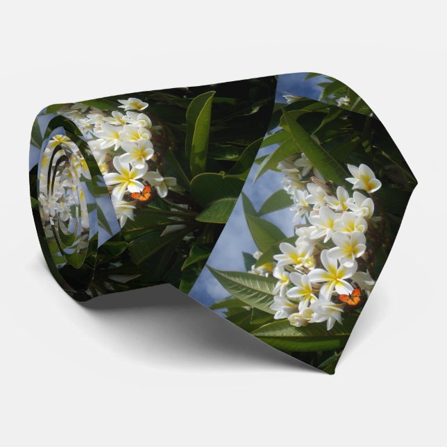 Frangipanis With Butterfly, Neck Tie (Rolled)