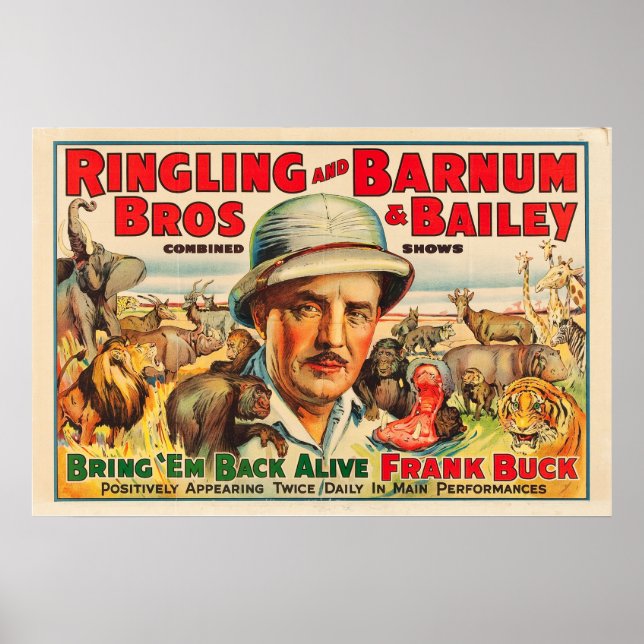 Frank Buck Bring 'Em Back Alive Circus Poster (Front)