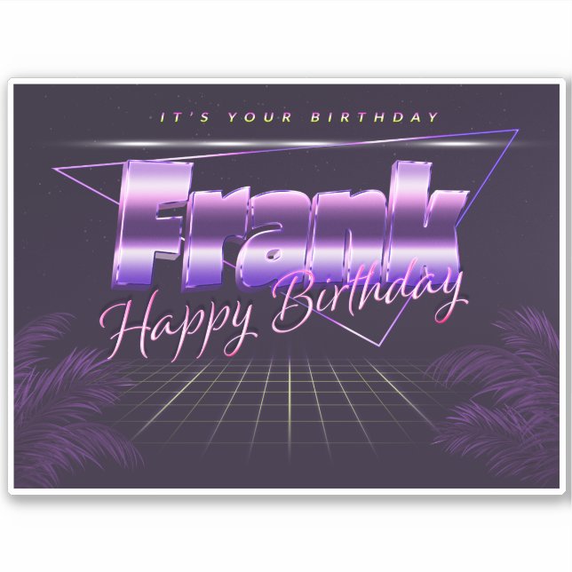 Frank Name First Name lila retro Sticker Birthday (Front)