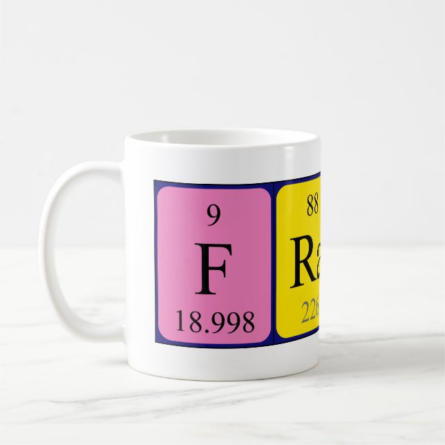 Frank periodic table name mug (Left)