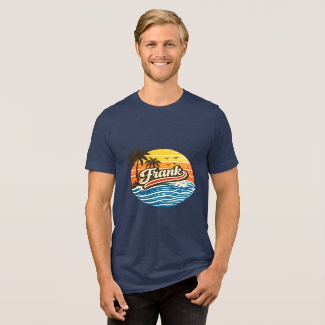Frank Retro Sunset Name Design Tri-Blend Shirt (Front Full)