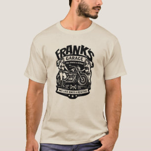 Frank’s Garage Vintage Motorcycle Pin-Up T-Shirt