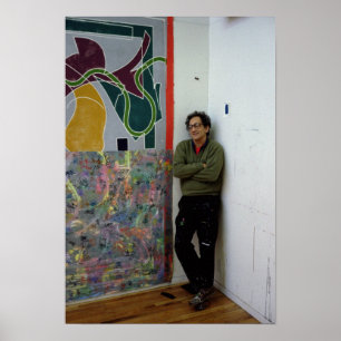 Frank Stella  beside one of his works Poster