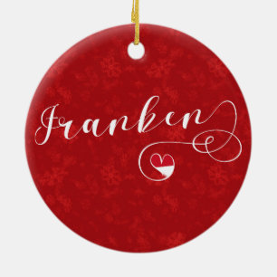 Franken, Franconia Flag Heart, Franconian Ceramic Tree Decoration