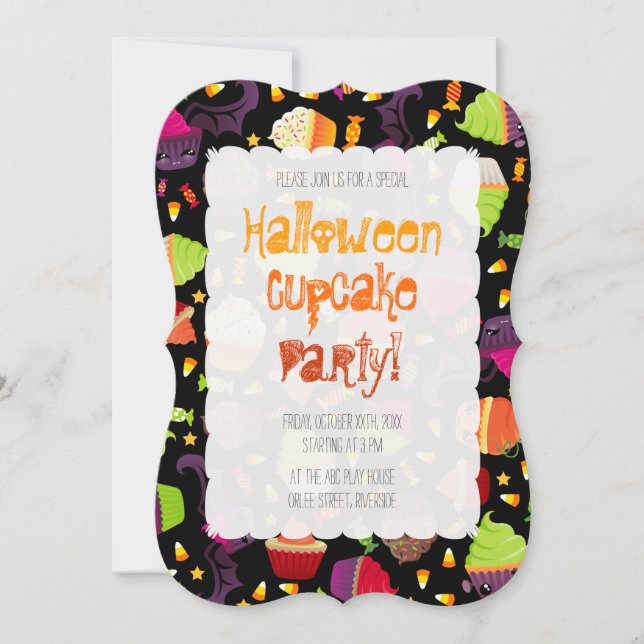 Frankencake - Cute Halloween Cupcake Invitation (Front)