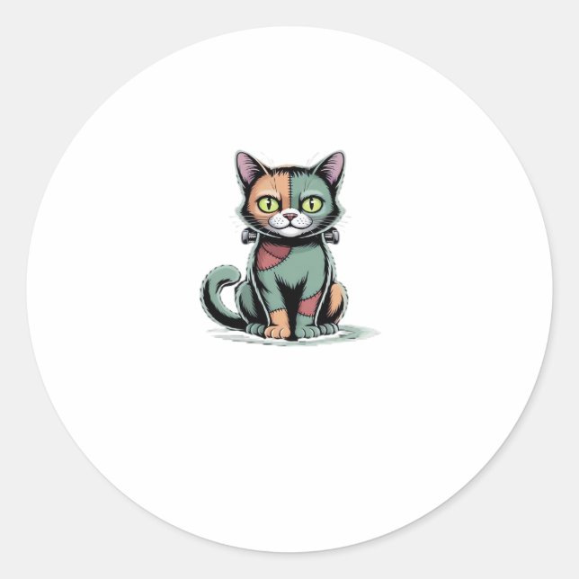 FrankenCat Oversized T-Shirt Classic Round Sticker (Front)