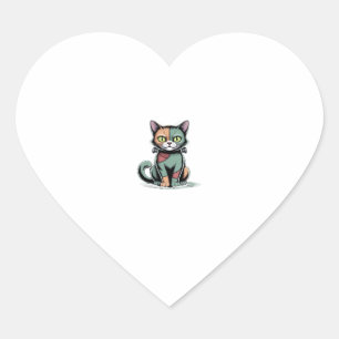 FrankenCat Oversized T-Shirt Heart Sticker