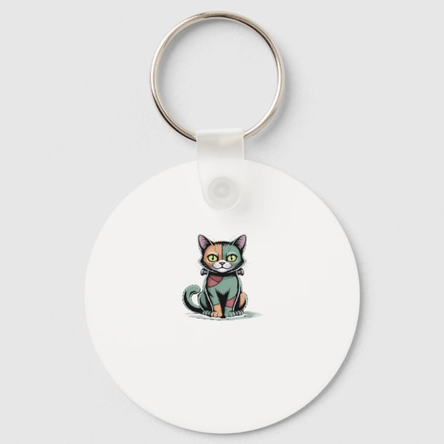 FrankenCat Oversized T-Shirt Key Ring (Front)