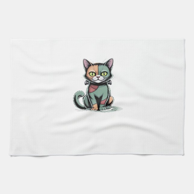 FrankenCat Oversized T-Shirt Tea Towel (Horizontal)