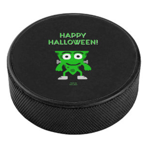 FrankenCheese Halloween Greetings Hockey Puck
