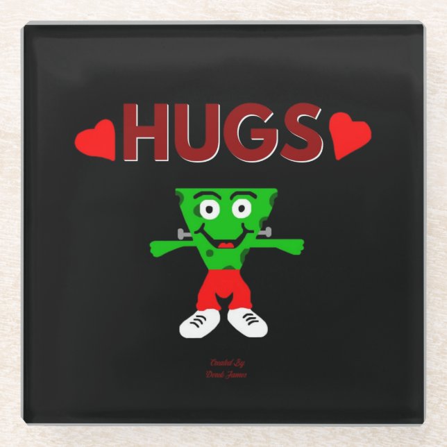 FrankenCheese Hugs Glass Coaster (Front)