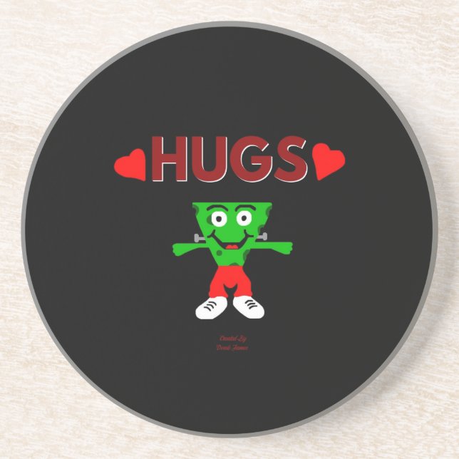 FrankenCheese Hugs Sandstone Coaster (Front)