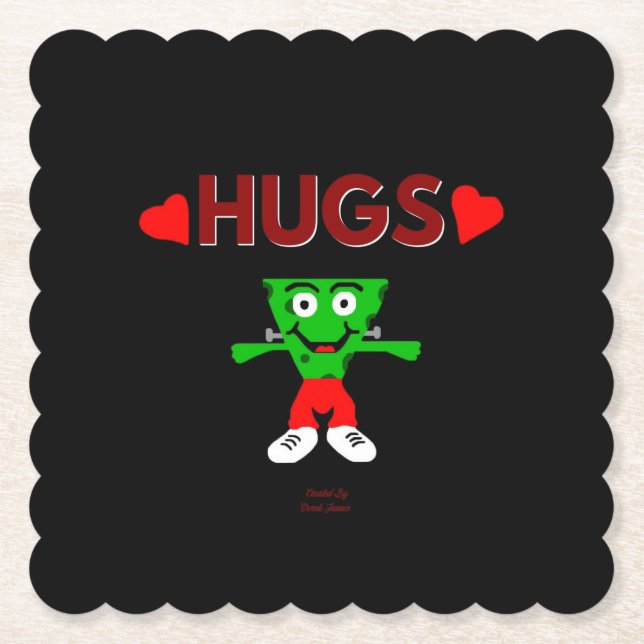 FrankenCheese Hugs Scalloped Square Paper Coaster (Front)