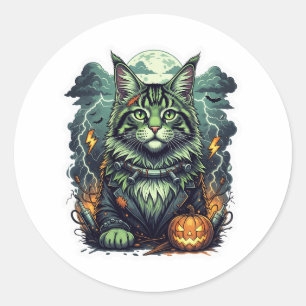 FrankenCoon – Maine Coon Halloween Classic Round Sticker