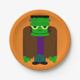 Frankenmonster Halloween dress up Paper Plate