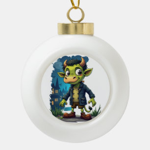 Frankenmoo Ceramic Ball Christmas Ornament